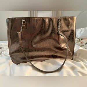 MICHAEL Michael Kors purse. Dark silver/gunmetal metallic all over MK logo